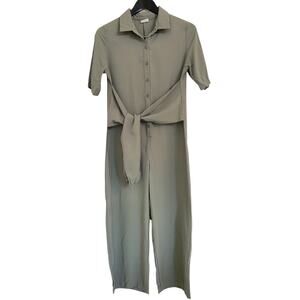 Womens Jumpsuit Silk and Salt Sage Green Minimalistic Sz S